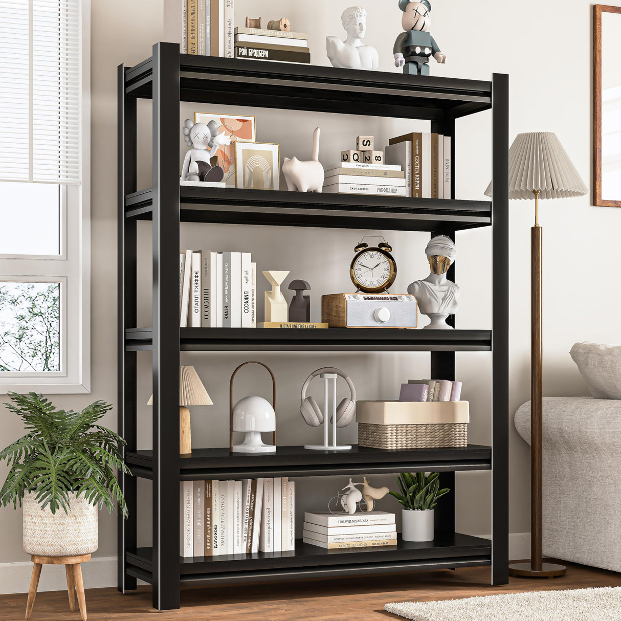 POOUPHV 72 Inch H Garage Shelving 5 Tier Heavy Duty Metal Storage Shelves Loads 2000 LBS,Adjustable Garage Storage Shelves Storage Rack Shelf for Garage, Warehouse, Pantry, Basement 72" Hx40''Wx18''D POOUPHV