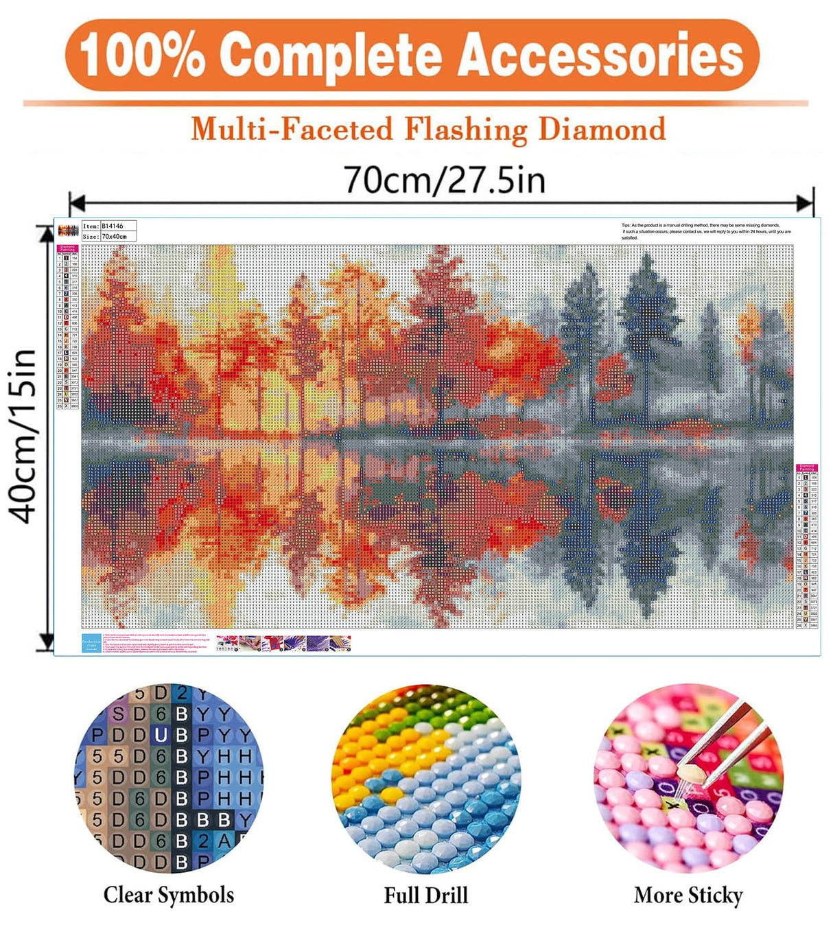 igoodom Large Diamond Painting, Landscape Large Diamond Art Kits for Adults, Full Drill Round Big Diamond Painting, DIY Gem Art and Crafts for Home Wall Decor Gift 27.5 X 15.7inch igoodom