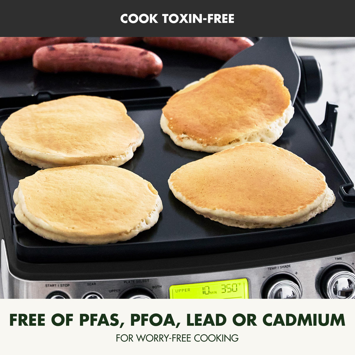 GreenPan Elite 7-in-1 Multi-Function Contact Grill & Griddle, Healthy Ceramic Nonstick Aluminum, Grill & Waffle Plates, Adjustable Shade & Shear, Closed Press/Open Flat Surface, PFAS-Free, Black GreenPan