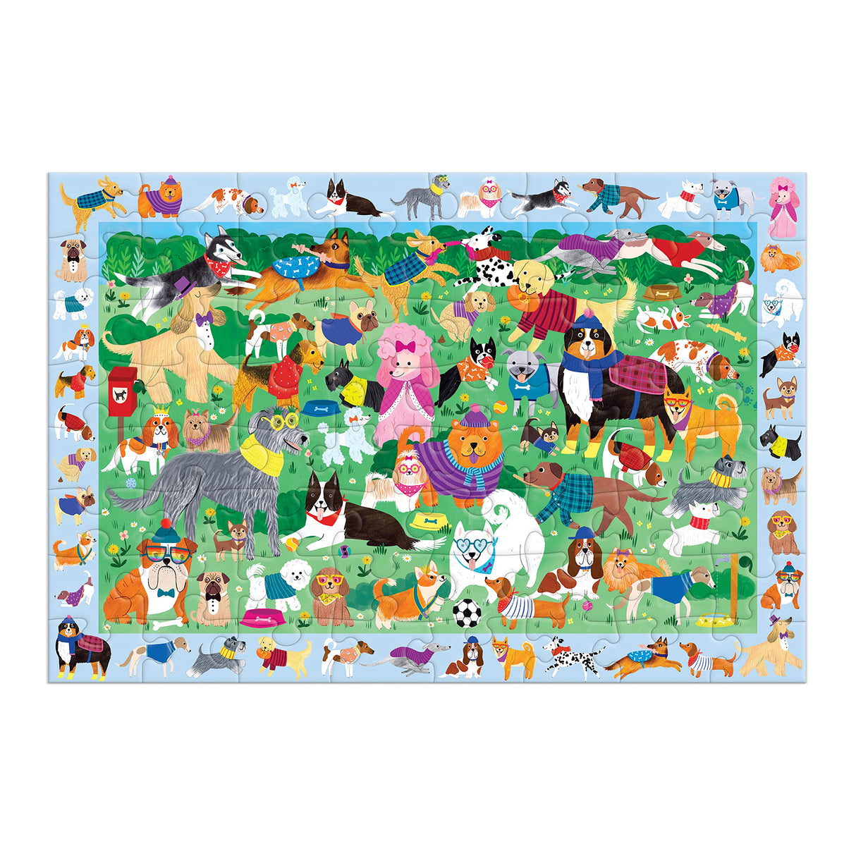 Mudpuppy Doggie Days — 64 Piece Search & Find Puzzle Jigsaw Puzzle Featuring A Variety of Dogs and Puppies and Over 40 Hidden Images to Find for Ages 4+ Mudpuppy