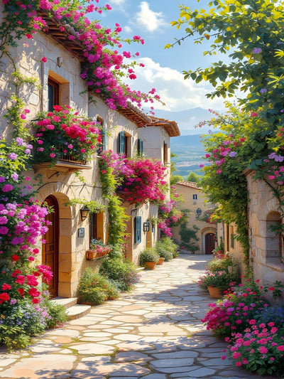 Xylogist Landscape Diamond Art Kits for Adults, Flowers Street Scenery Diamond Painting Kits for Beginners, 5D DIY Full Round Drill Diamonds Gem Art for Home Decor 12X16Inch