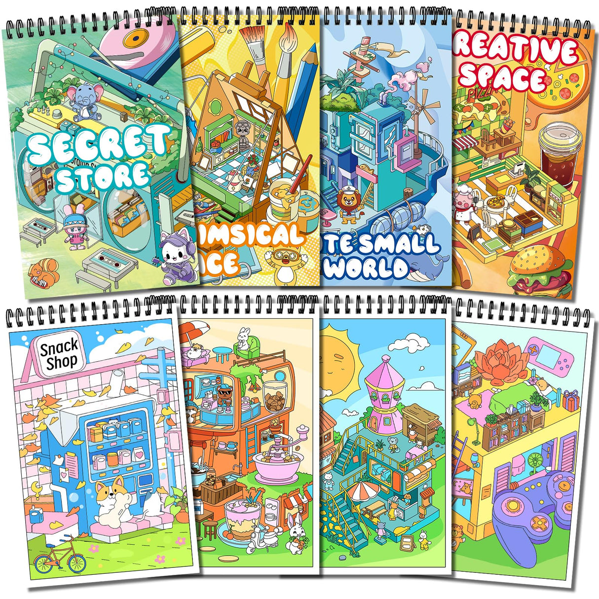 Elfew 4 Set Coloring Books for Teens & Kids 8-12, Stress Relieving & Therapeutic Coloring Book with 80 Cute Patterns, Anxiety Relief & Relaxation for Teens Adult Women