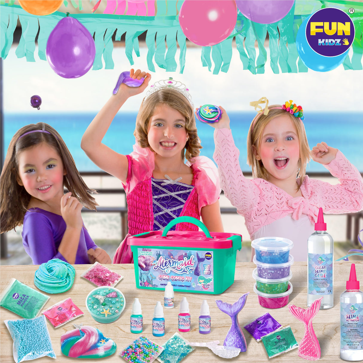 Summer Gift Mermaid Slime Kit for Girls, FunKidz Shimmer Slime Making Kit for Kids Age 8-12 DIY Soft Glitter Glossy Metallic Slime Toy FUN KIDZ