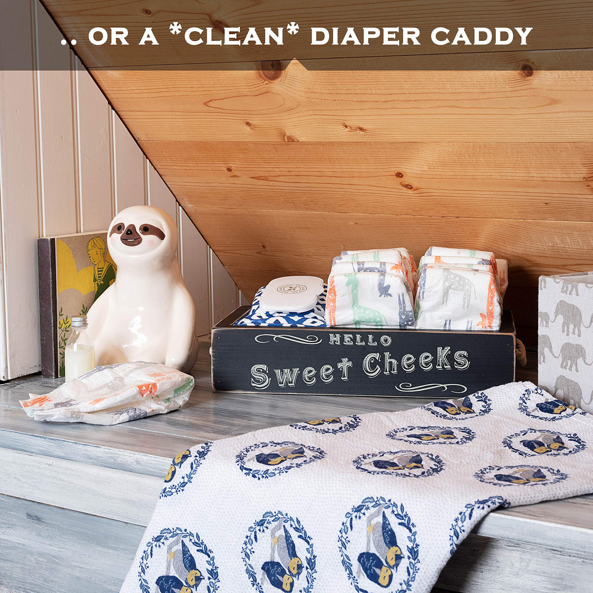 MAINEVENT Nice Bathroom Decor Box, One Box with Print on 2 Sides Farmhouse Bathroom Decor Toilet Box, Rustic Decor Bathroom Box Toilet Organizer, Toilet Paper Box, Hello Sweet Cheeks Bathroom Box MAINEVENT