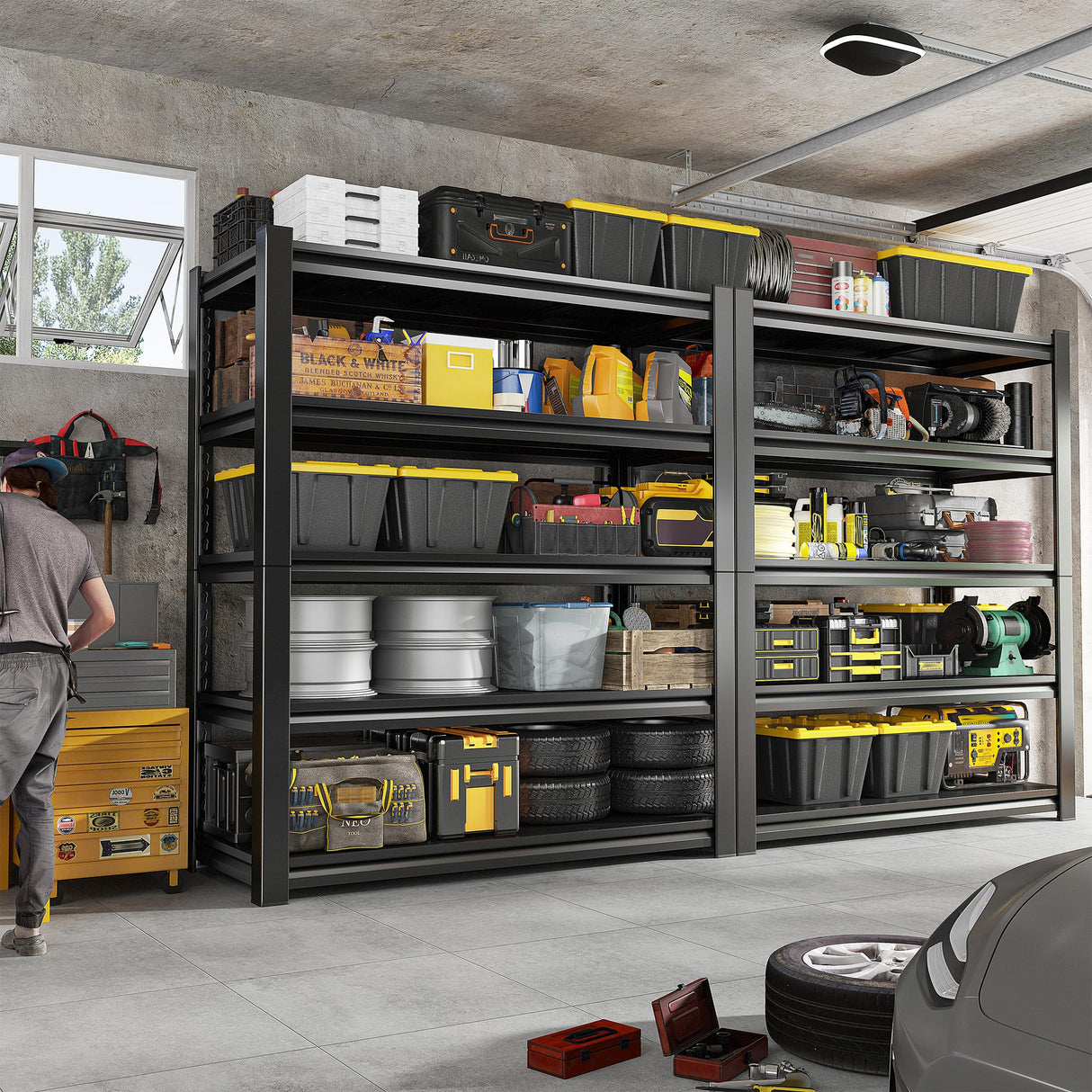 REIBII 72" H Garage Shelving Heavy Duty 3000 LBS 5 Tier Storage Shelves Adjustable Shelving Unit and Storage for Garage,Basement,Commercial 36" W x 16" D x 72" H REIBII
