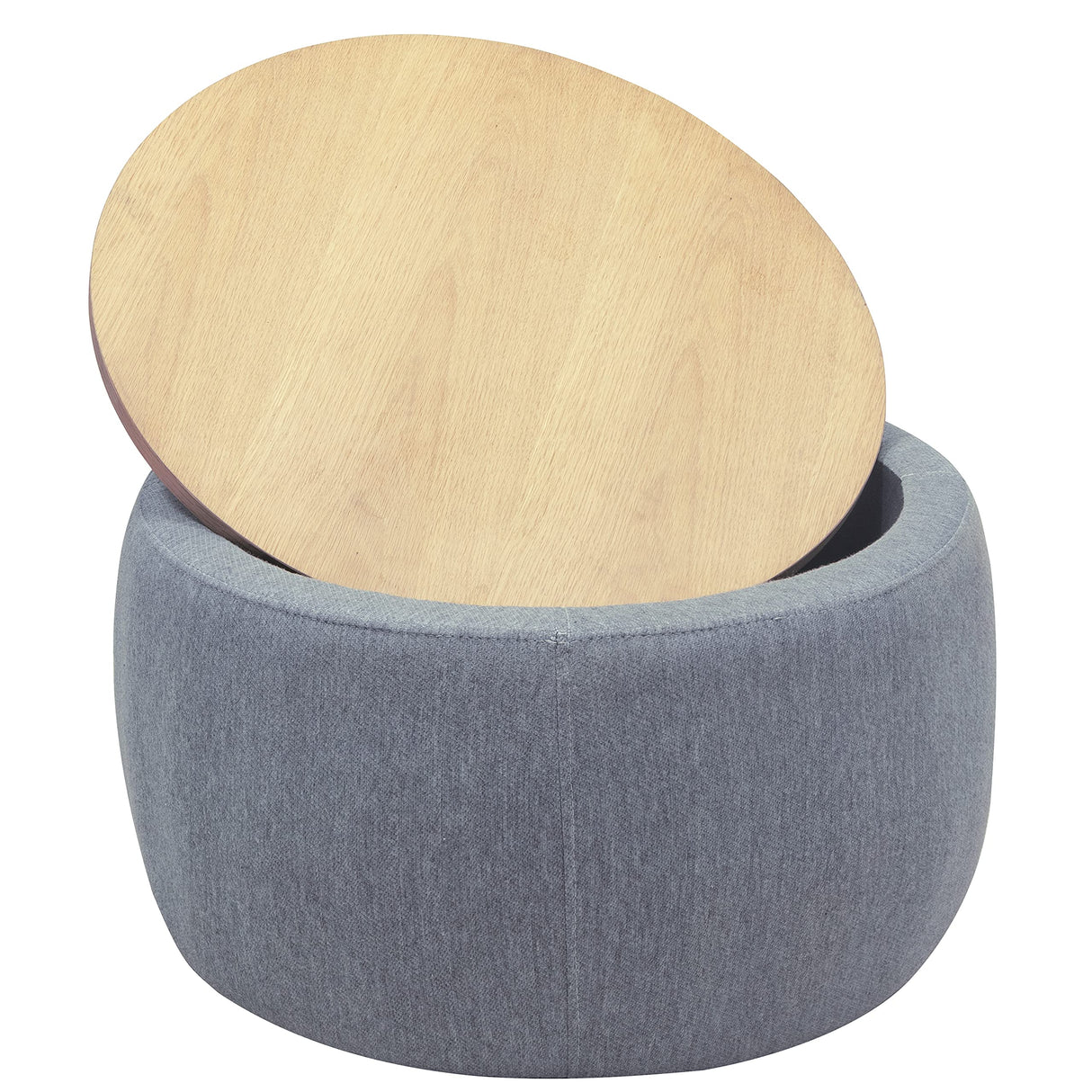 Kakotito Modern Round Storage Ottoman with Wooden Lid,Circle Handmade Coffee Table,End Table & Footstool for Living Room (Dark Gray) Kakotito