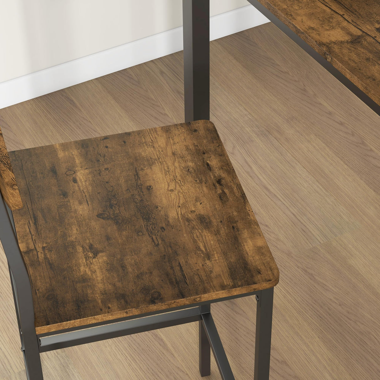 HOMCOM Industrial 3-Piece Counter Height Bar Table Set with Stools in Rustic Brown and Black HOMCOM