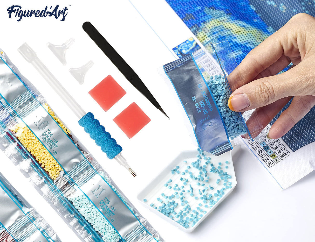 Figured’Art Diamond Painting Art kit for Adults 16"x20" Full Square Drill 5D Hearts Complete DIY - Rolled Canvas Figured'Art