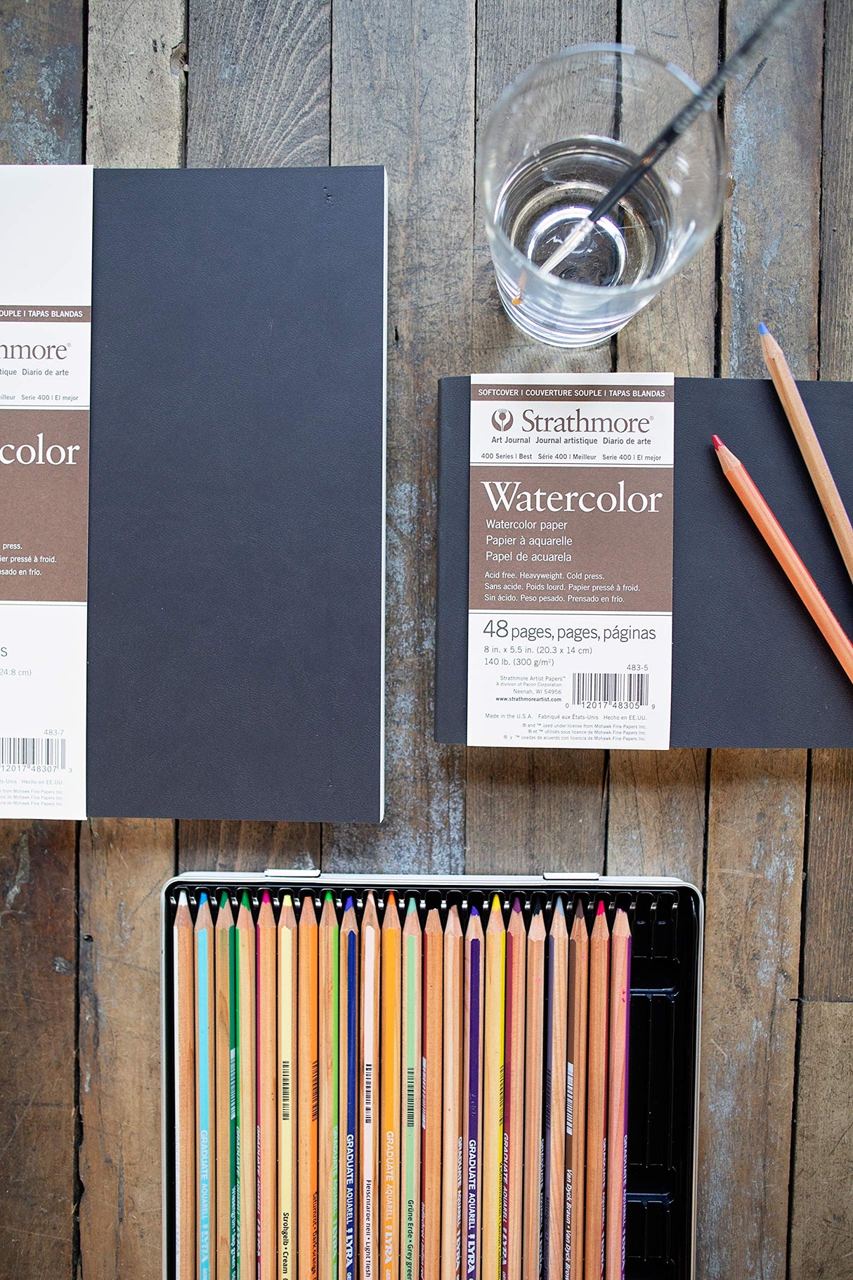 Strathmore 483-7 Softcover Watercolor Art Journal, 7.75" x 9.75", White, 24 Sheets Strathmore