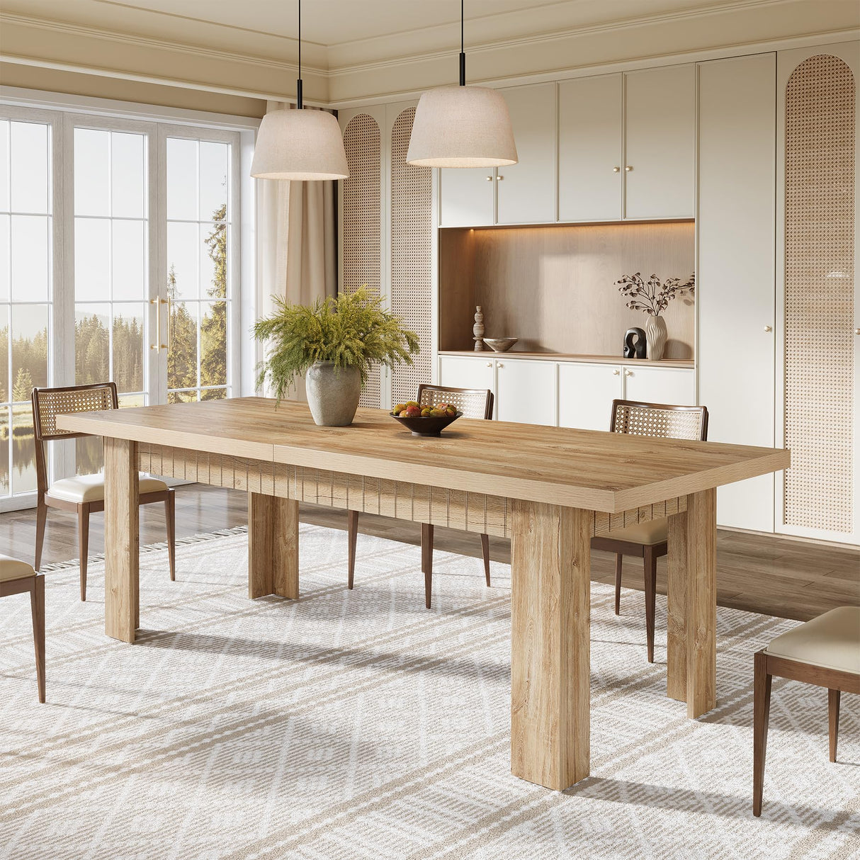 Tribesigns 79" Dining Table for 6-8 People, Farmhouse Extra Long Kitchen Table, Rectangular Wooden Dinner Table for Kitchen, Dining Room, Living Room, Natural Oak Tribesigns