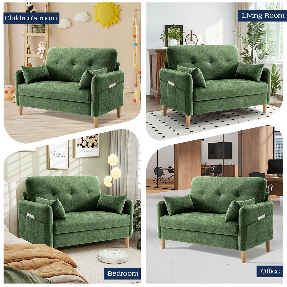 Hanherry Loveseat Sofa, 47” Small Couch for Living Room, Comfy Chenille Fabric Love Seat for Bedroom with Throw Pillow,Removable Cushion Cover,Couches for Small Space,Apartment,Dorm Hanherry