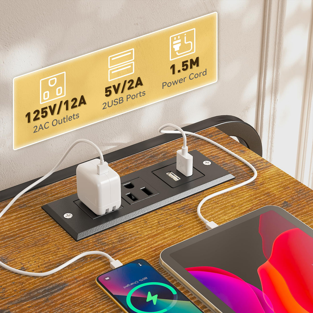 EnHomee Dresser for Bedroom with LED Lights & Charging Station, 7 Drawer Dresser with Open Shelf, Fabric Bedroom Dressers & Chest of Drawers for Closet, Entryway, Hallway, 4 Hooks, Rustic Brown EnHomee