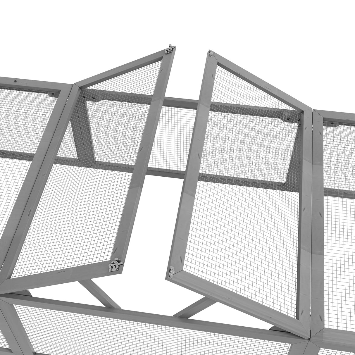 PawHut Large Wooden Rabbit Hutch Bunny Hutch Small Animal Habitat Enclosure Outdoor Run and Lockable Doors, Gray PawHut