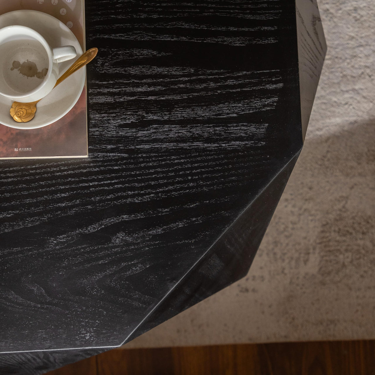 38" Modern Farmhouse Drum Coffee Table, American Retro Style Coffee Table for Office, Dining Room and Living Room, Black KIGFTSOD