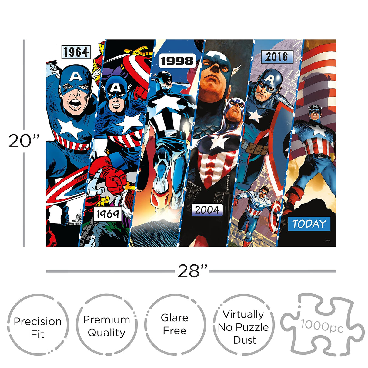AQUARIUS Marvel Captain America (1000 Piece Jigsaw Puzzle) - Glare Free - Precision Fit - Officially Licensed Marvel Merchandise & Collectibles - 20 x 28 Inches AQUARIUS