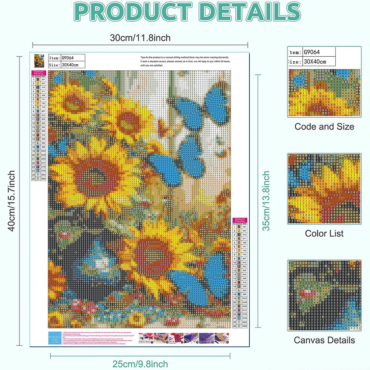Diamond Painting Kits for Adults Sunflowers - Butterfly Diamond Art Kits for Adults, Round 5D Gem Art Kit for Adult Flowers DIY Crafts Kit Gift Home Wall Decor Gifts (16x12 inch) xackcme