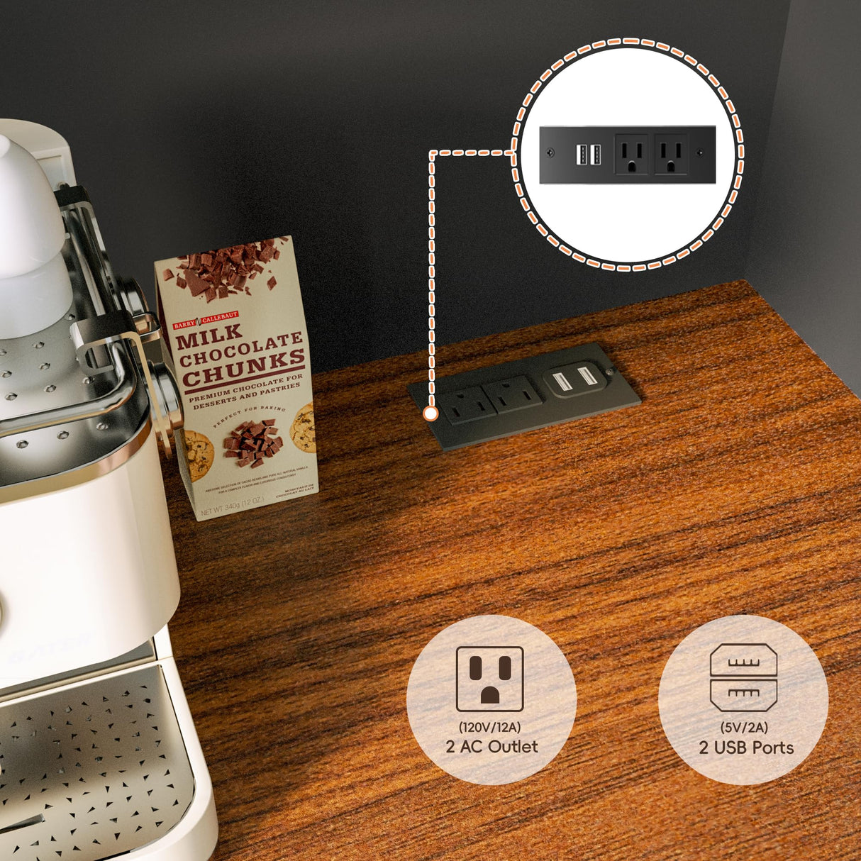 MU 71" Kitchen Pantry Cabinet with Charging Station, Tall Kitchen Hutch with Countertop, Drawers & Microwave Shelf, Food Storage Cabinet for Dining Room & Coffee Bar, Black MU