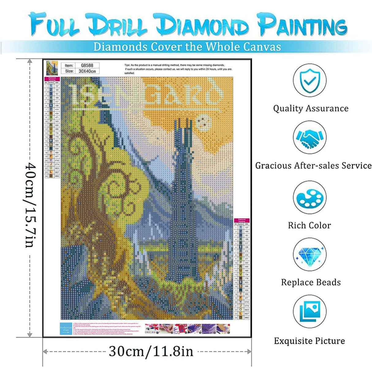 6Packs Abstract Landscape Diamond Art Kits for Adults,Ring Art Diamond Painting Kits,DIY 5D Fairy Dust Diamond Art Painting Kits,Magic Castle Diamond Dots for Adults for Home Wall Decor 12x16inch Yijingtop