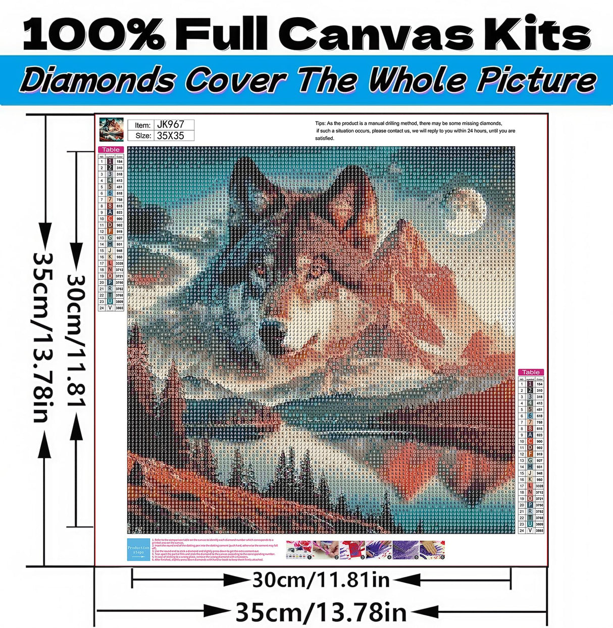 5D Diamond Art Kits for Adults Beginners, Wolf DIY Full Round Drill Diamond Painting Kits,Lake Forest Paint by Diamonds Dots Gem Art Easy,Home Wall Decor 14X14 Inch Acelii
