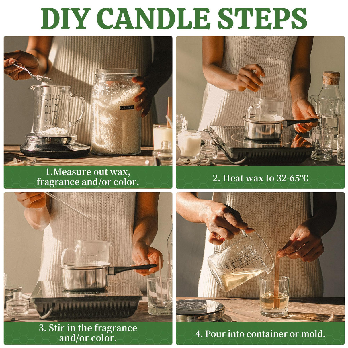 YASNAY White Beeswax Pellets 2LB, 100% Organic Beeswax, Beeswax for Candle Making, Body, Skin Care DIY, Lip Balm and Soap Making Supplies YASNAY