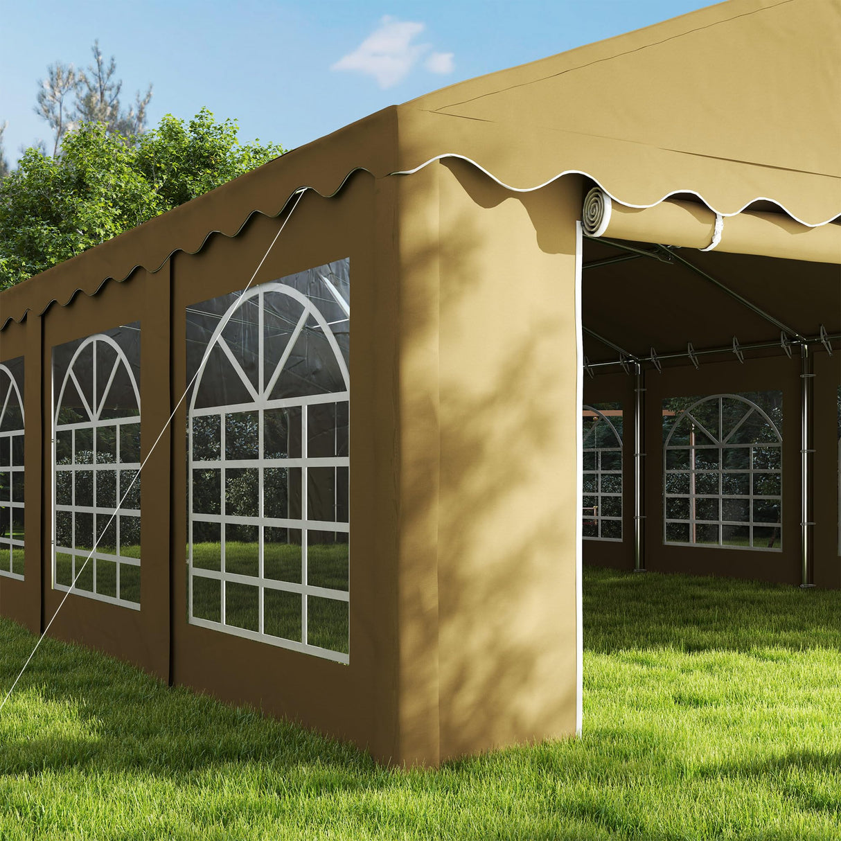 Outsunny 20' x 40' Heavy Duty Party Tent, Galvanized Outdoor Canopy Tent Large Event Shelter with Removable Sidewalls, 12 Windows and 2 Doors, Tents for Parties, Wedding, Events, BBQ Grill, Brown Outsunny
