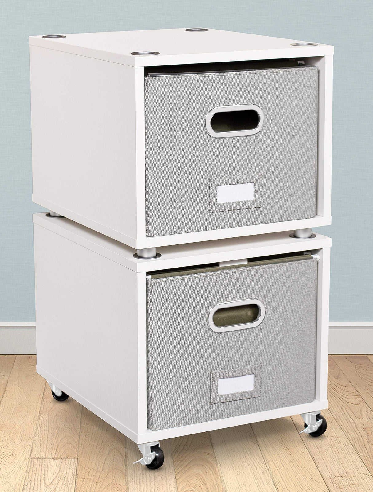 BIRDROCK HOME Decorative Rolling File Cabinet with Removable Storage Bin and Lateral Drawer BIRDROCK HOME