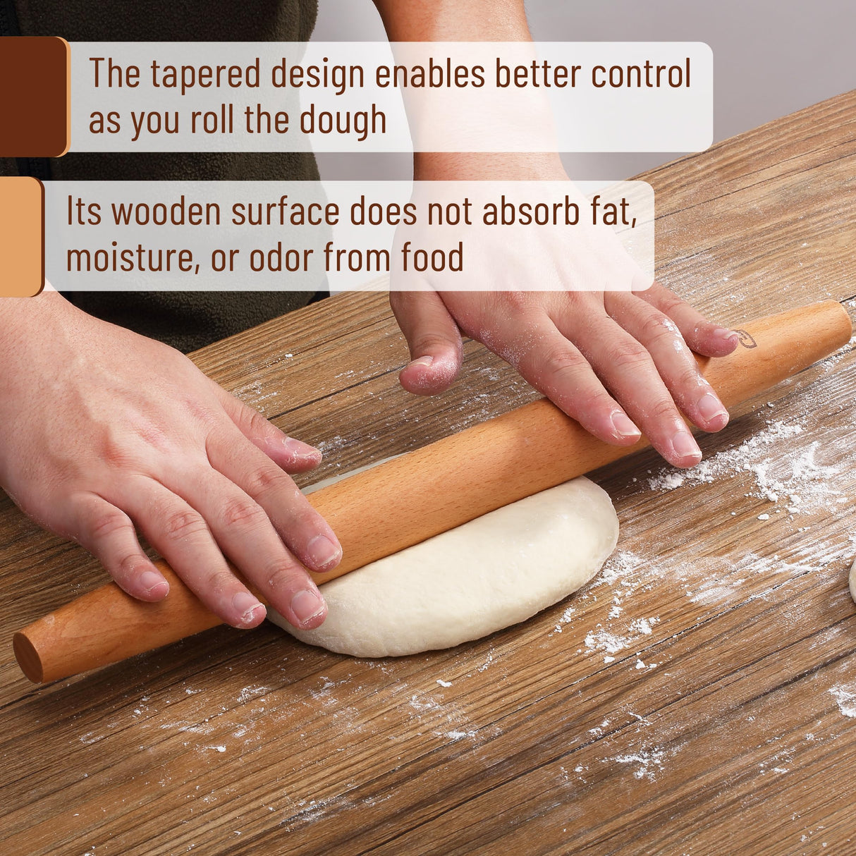 BAMBOO LAND- French Rolling Pin Set, 2 pcs, 16", 8", Natural Wood Rolling Pins for Baking, French Rolling Pin for Dough, Wooden Rolling Pin, Wood Rolling Pin, Pasta Rolling Pin, Pastry Roller Pin BAMBOO LAND