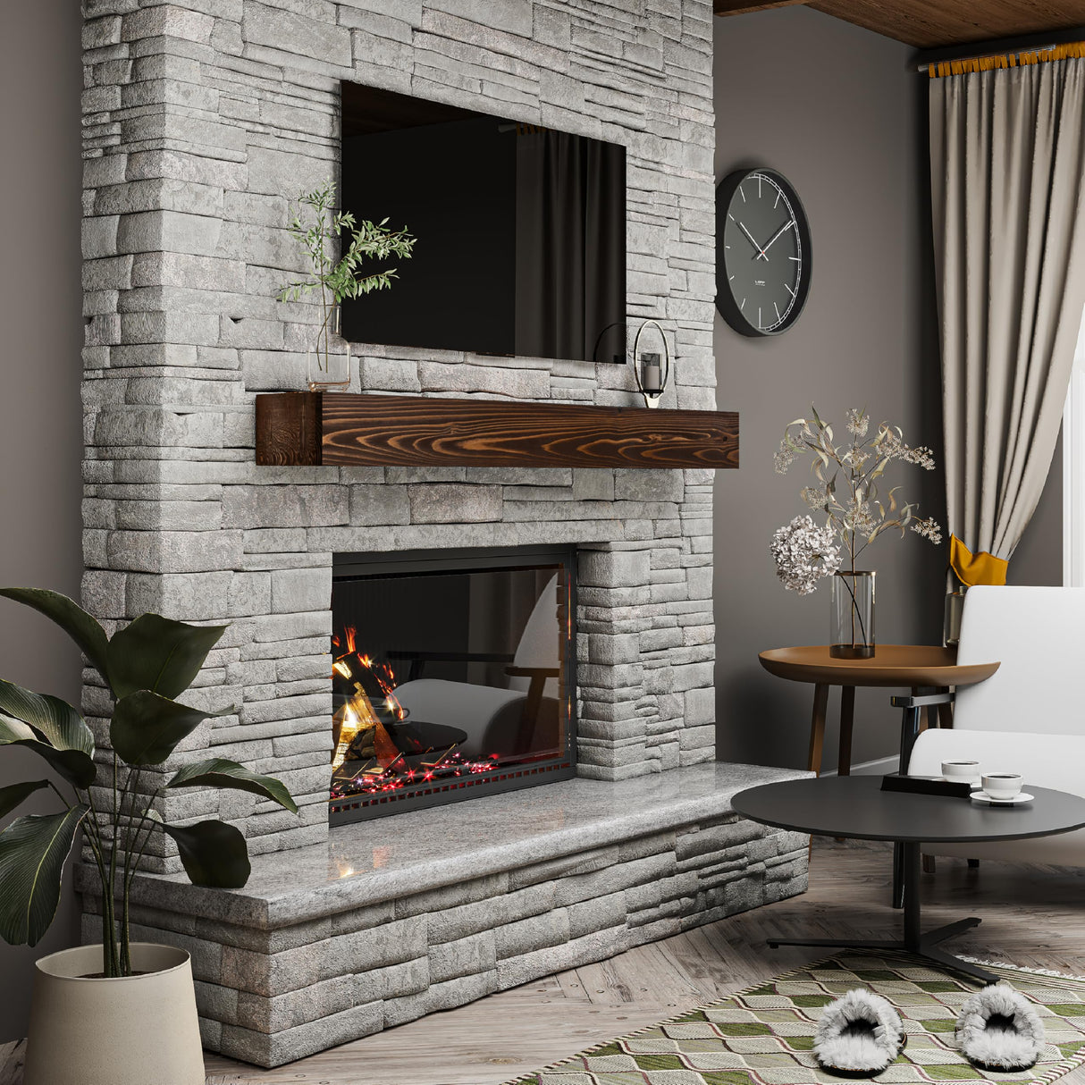 BoscoMondo Fireplace Mantel, Handcrafted Rustic from Solid Pine, Wall-Mounted Floating Farmhouse Shelf - 8"x6", 72" Brown BoscoMondo