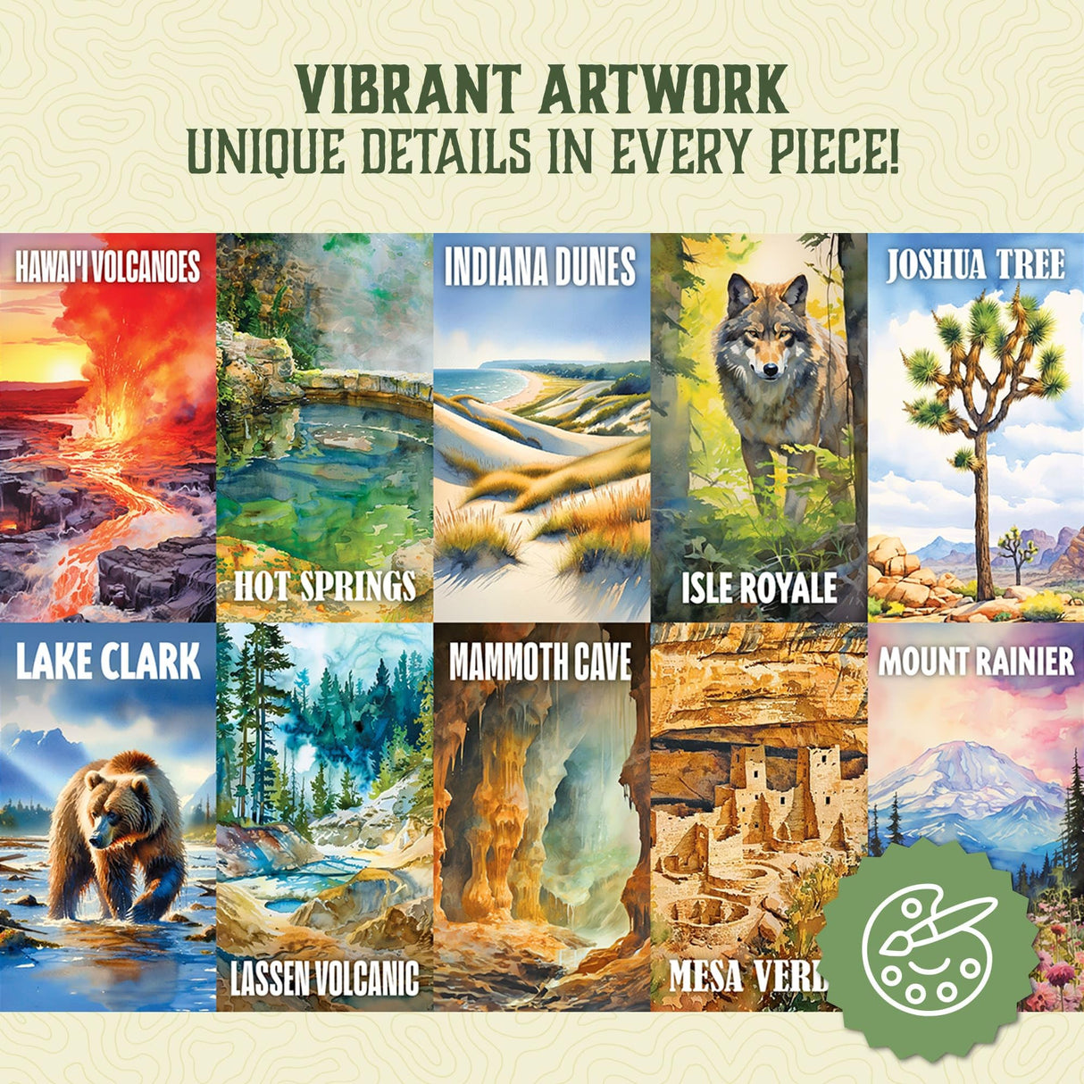 Trekking The National Parks Puzzles for Adults 1000 Pieces - Jigsaw Puzzle with No False Fits - Includes Custom Artwork for All 63 National Parks - Designed by and Made for National Park Enthusiasts Underdog Games