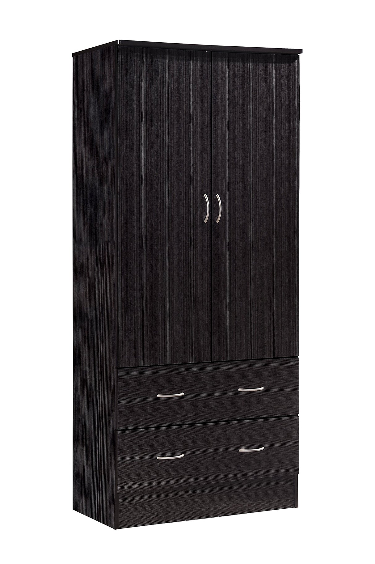 Hodedah W Chocolate HI29 2 Doors Wardrobe with 2 Drawers Hodedah