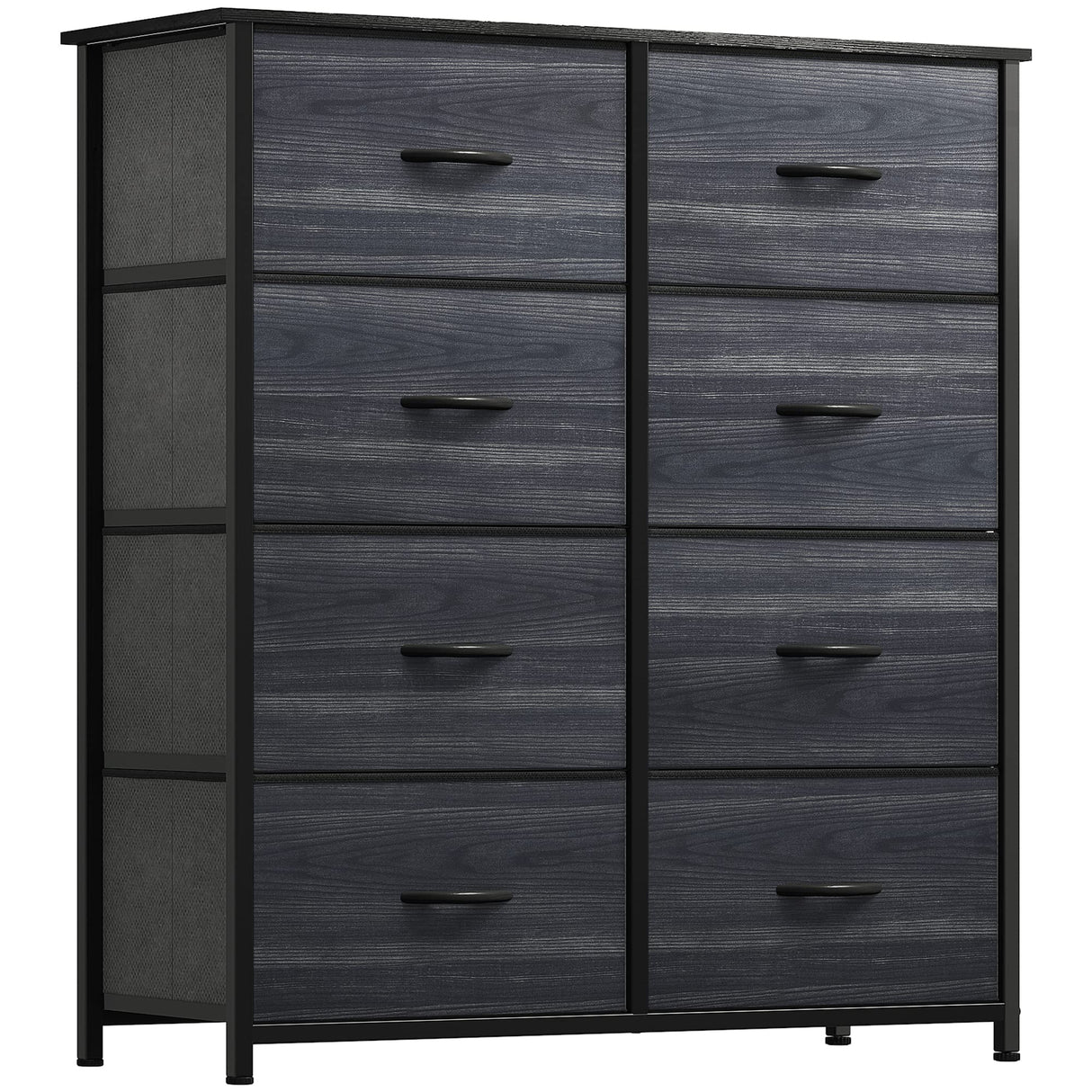 YITAHOME Cloth Dresser with 8 Drawers - Fabric Dresser for Closet, Chester Drawers for Bedroom, Hallway, Closets - Sturdy Steel Frame, Wooden Top & Easy Pull Fabric Bins, Charcoal Black Wood Grain YITAHOME