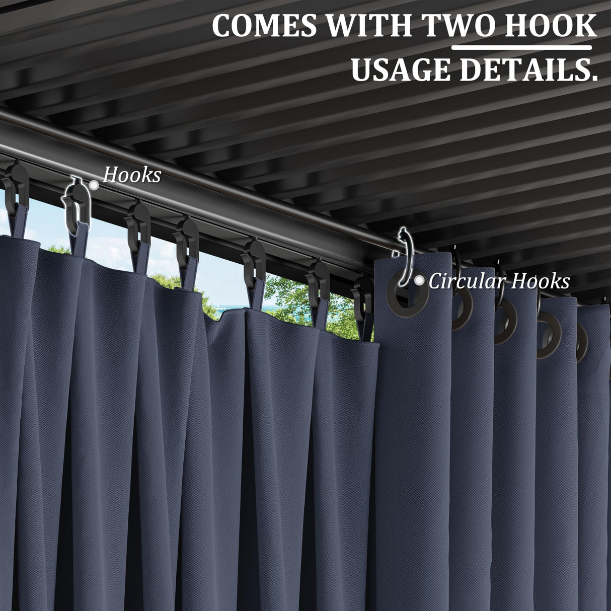 Kimunuk Gazebo Universal Replacement Privacy Curtain,10'X13' Gazebo Outdoor Waterproof Curtains, 4-Panels Sidewall Curtains with Double Zipper for Patio, Garden and Backyard (Only Curtains, Navy Blue) Kimunuk