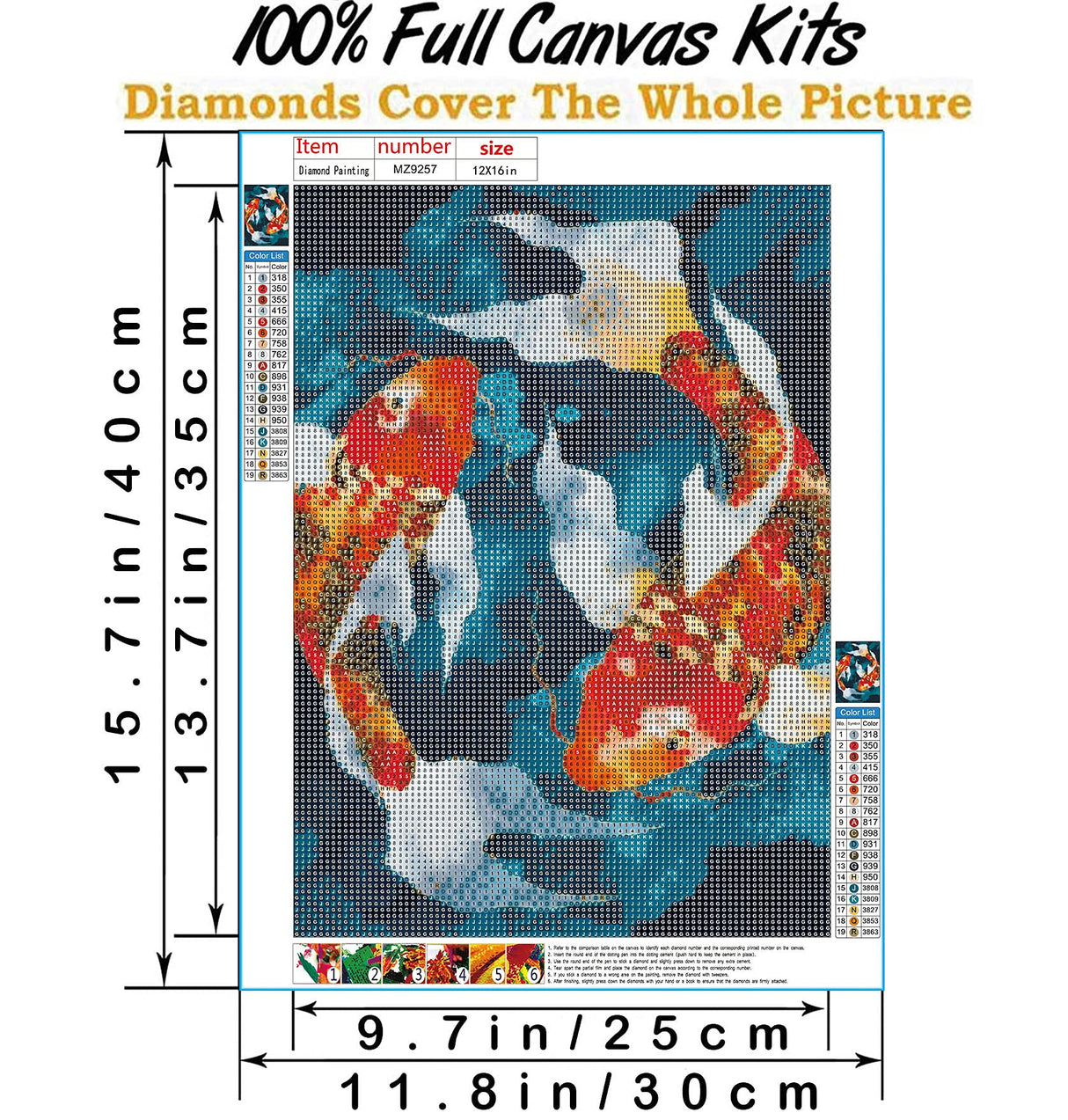 Hestarcul 5D Diamond Painting Halloween Kit,Diamond Art Kits for Adults,Diamond Dots,Paint with Diamonds Round for Gift,Wall Decor(12x16) (Koi) Hestarcul