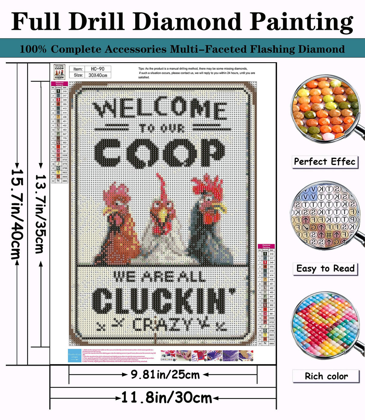 5D Rooster Diamond Painting Kits for Adults Beginners,DIY Funny Chicken Diamond Art,5D Full Round Drill Diamond Dot Gem Art Kits,Home Wall Decor 12x16 Inch AREOPNMG