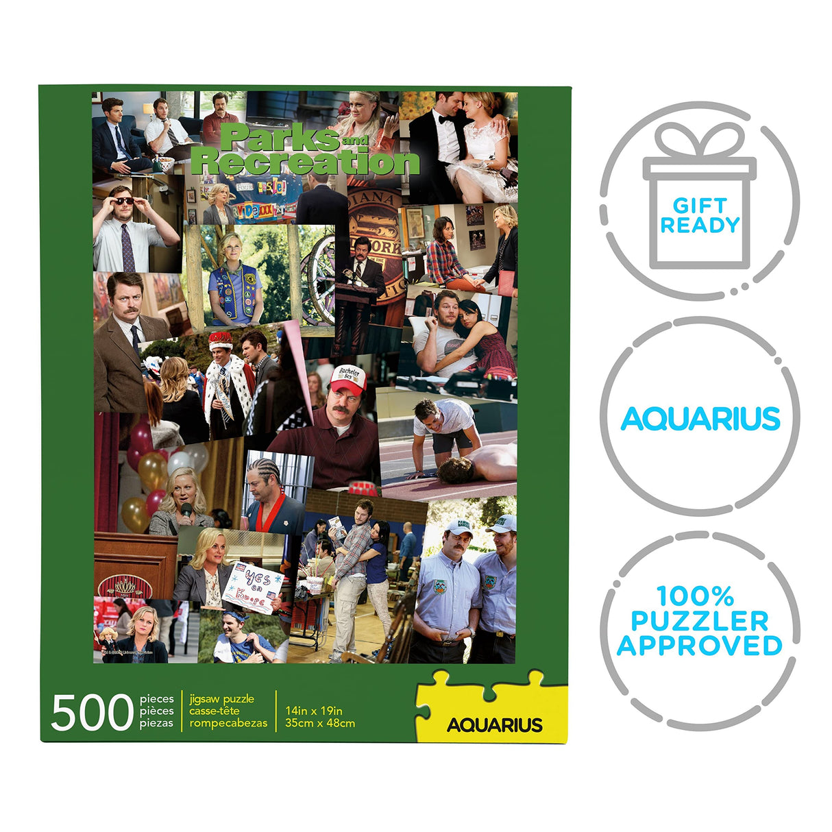 AQUARIUS Parks & Rec Collage Puzzle (500 Piece Jigsaw Puzzle) - Glare Free - Precision Fit - Officially Licensed Parks & Rec Merchandise & Collectibles - 14 x 19 Inches AQUARIUS