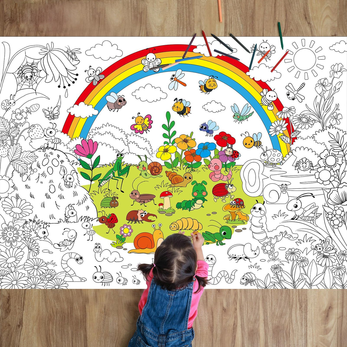 Naozinebi Bug Garden Coloring Poster for Kids Giant Coloring Poster La