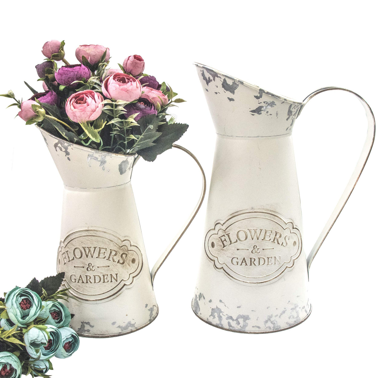 Soyizom Galvanized Metal Pitcher Farmhouse Decor Jugs White Pitcher Vases Flower Jugs Vase Shabby Chic Decor Water Can Milk Jug Rustic Decorations for Home Christmas Wedding,White-Jug/8.9”H-Small Soyizom