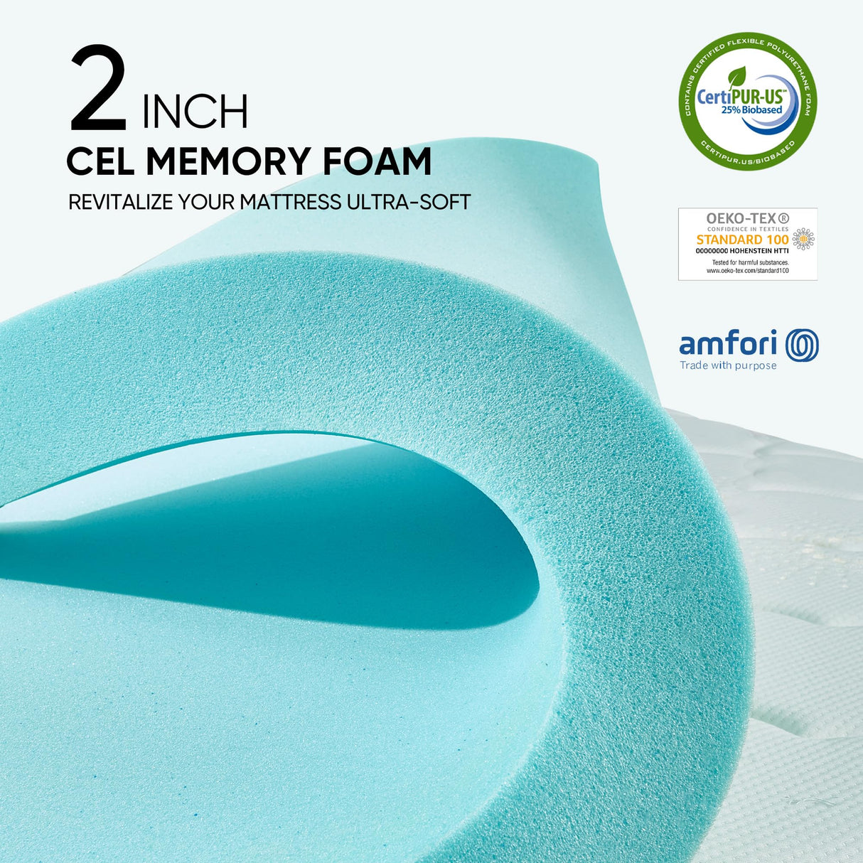 Memory Foam Mattress Topper Queen Size, Dual Layer 4 Inch Mattress Pad,2 Inch Gel Memory Foam Plus 2 Inch Pillow Top Cover with 8-21 Inch Deep Pocket Aivermeil