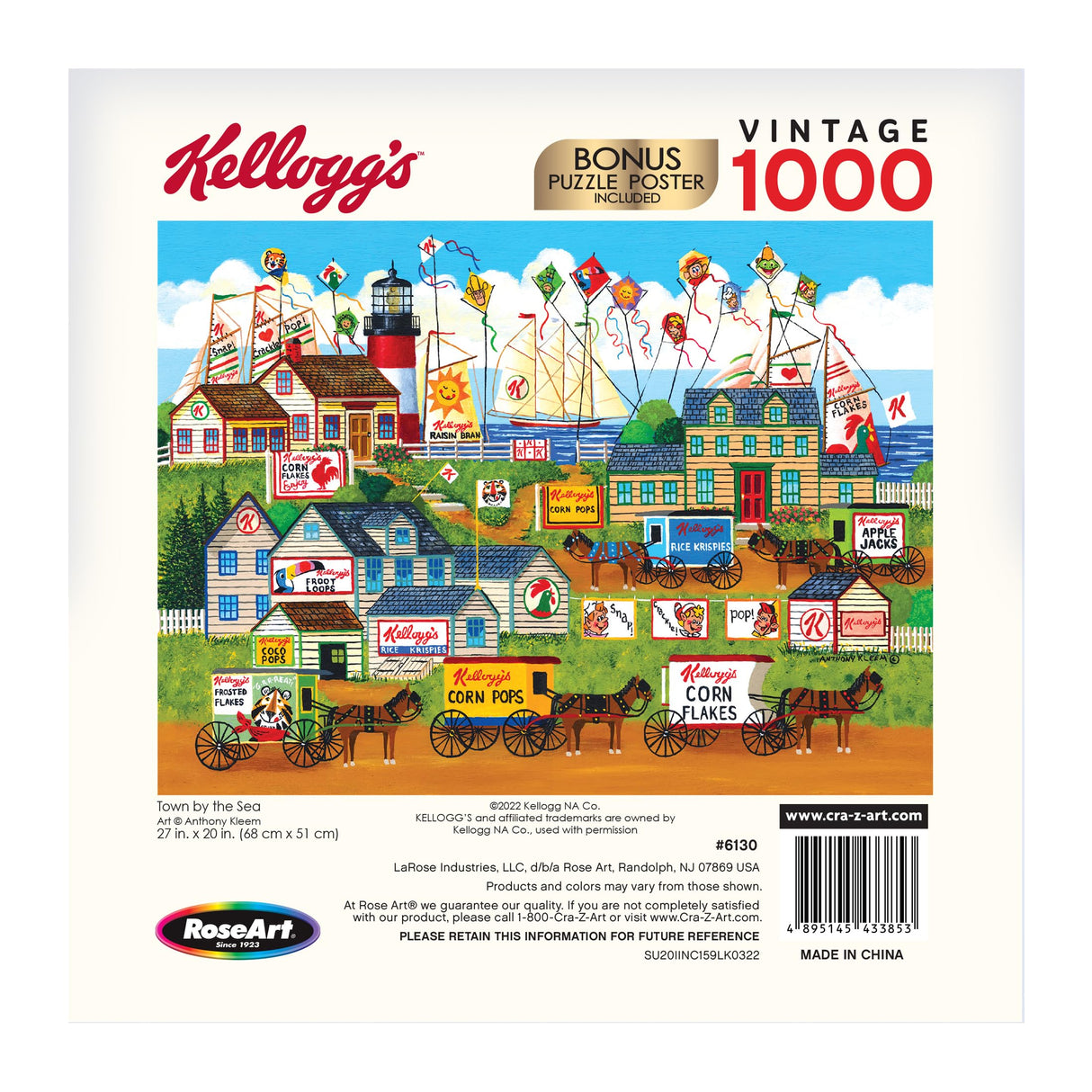 RoseArt - Kellogg's - Town by The Sea - 1000 Piece Jigsaw Puzzles for Adults RoseArt