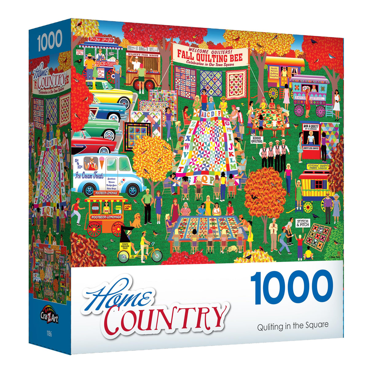 RoseArt Home Country - Quilting in The Square - 1000 Piece Jigsaw Puzzle RoseArt