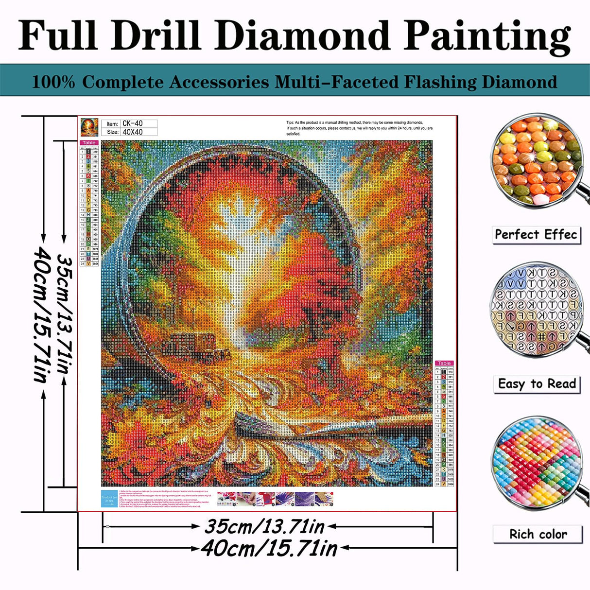 CZYWJMEI 5D Fall Diamond Painting Kits for Adults Beginners,DIY Maple Leaf Landscape Diamond Art,Full Round Drill Diamond Dot Gem Art Kits,Home Wall Decor 16x16 Inch CZYWJMEI