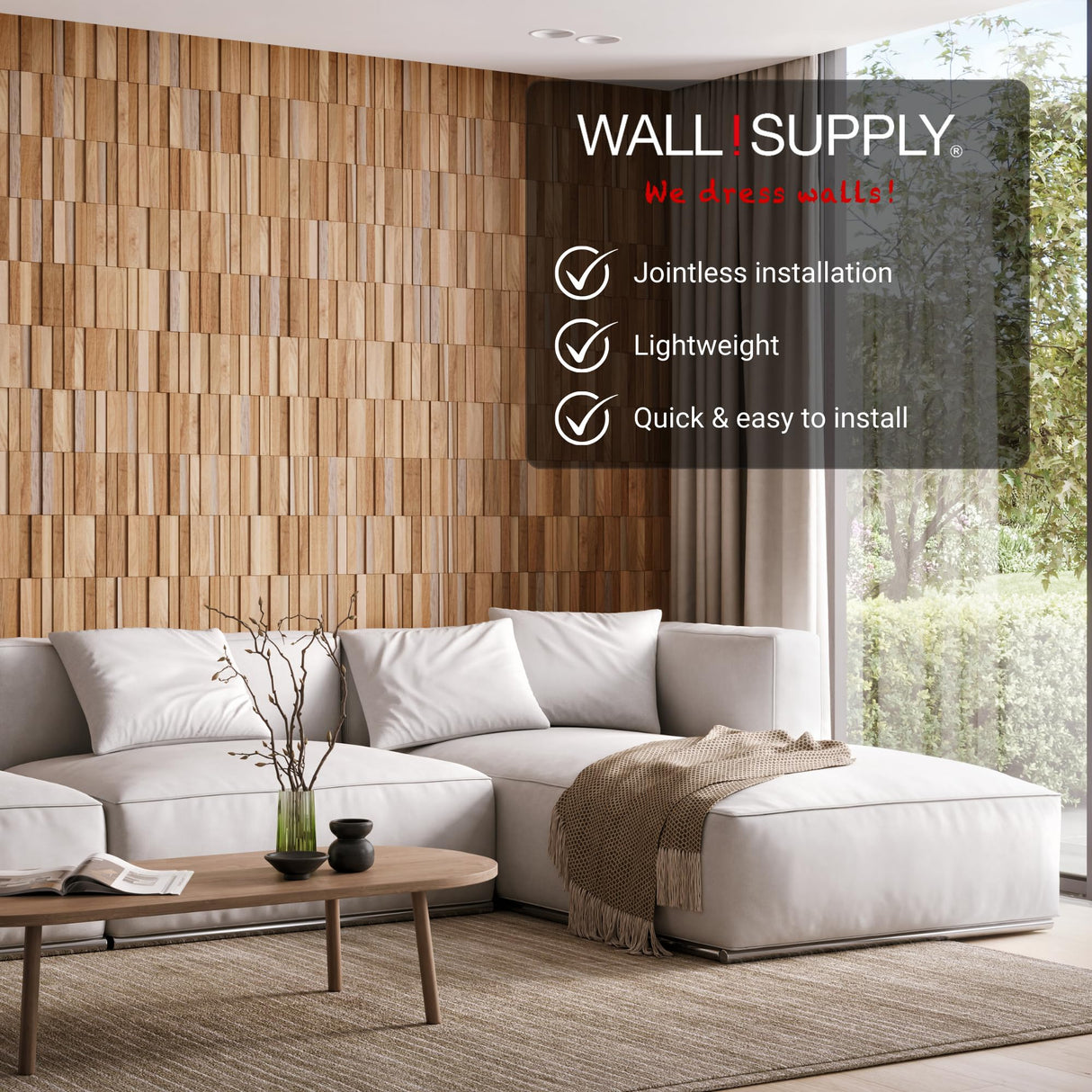 Wall!Supply 3D Wall Panels – Reclaimed Vertical Asian Teak Wood – Home Decor Wallpaper Alternative for Living Room, Bedroom & Office – Easy DIY Installation – 16 Pack, Covers 11.15 Sq Ft Wall!Supply