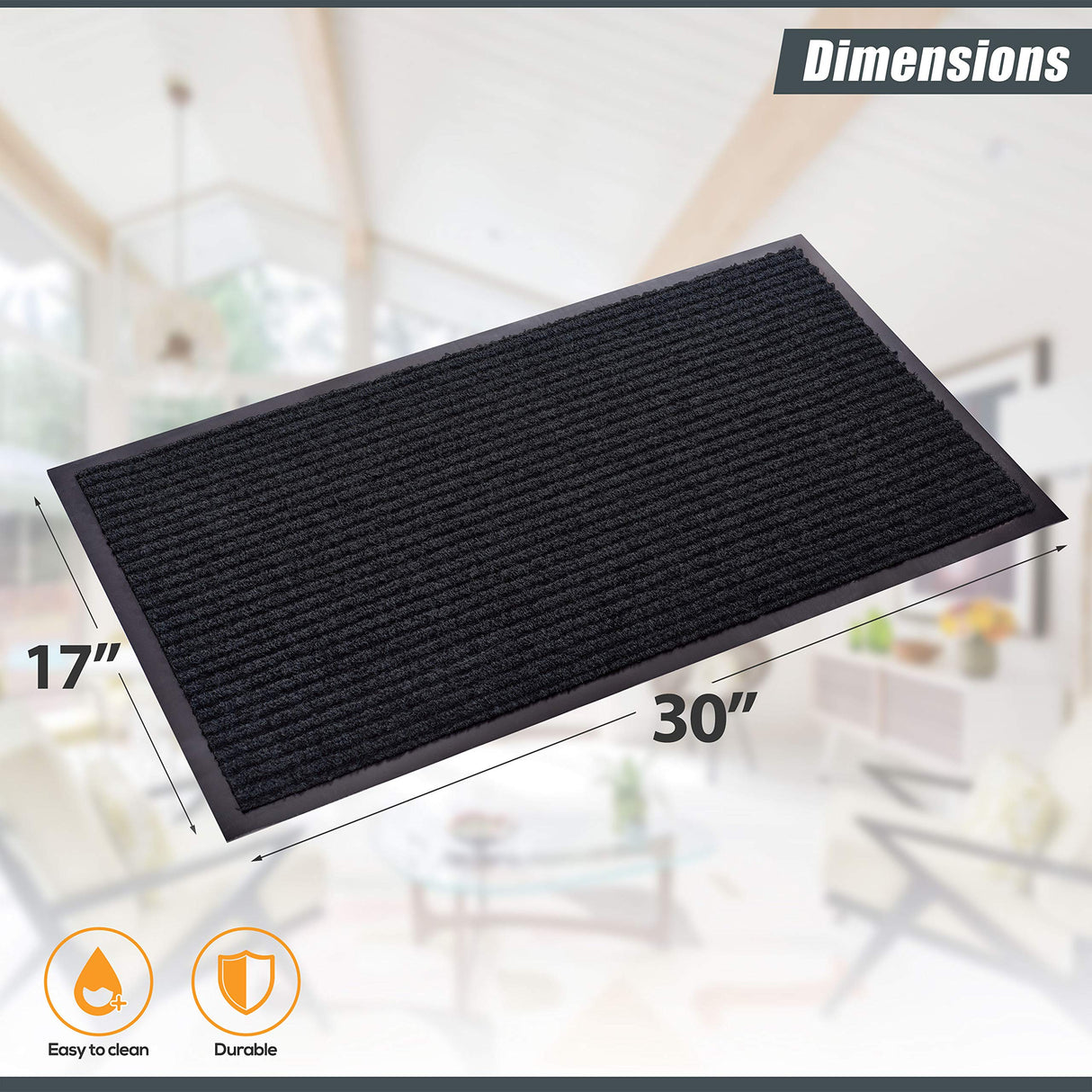 Sierra Concepts 2-Pack Front Door Mat Ribbed Black - Indoor Outdoor Floor Doormat Entryway Welcome Mats - Entrance Shoe Scraper, Entry Inside Outside Garage, 30" x 17" Sierra Concepts