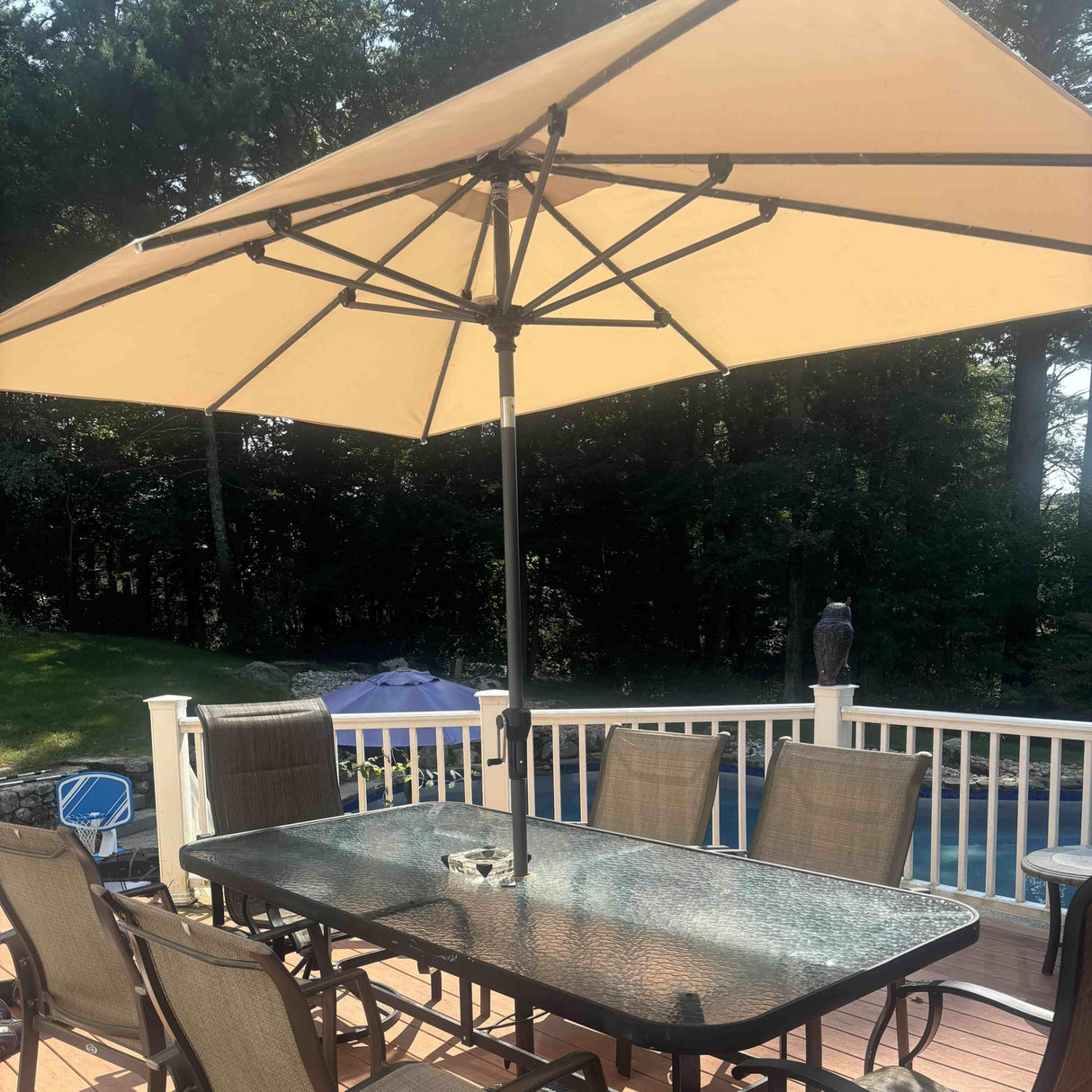 PURPLE LEAF 10' x 6.5' Rectangular Patio Umbrella Outdoor Table Umbrella Aluminum Frame Market Umbrella Sun Umbrella with 8 Sturdy Ribs & Tilt for Garden Deck Lawn & Pool Beige PURPLE LEAF