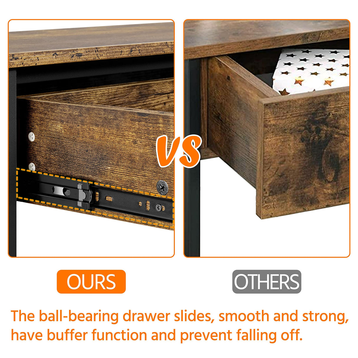 Topeakmart Console Table with Charging Station, 40" Narrow Entryway Table with 2 Power Outlets and 2 USB Ports, Sofa Hallway Table with Drawer, Behind Couch, for Living Room Rustic Brown Topeakmart