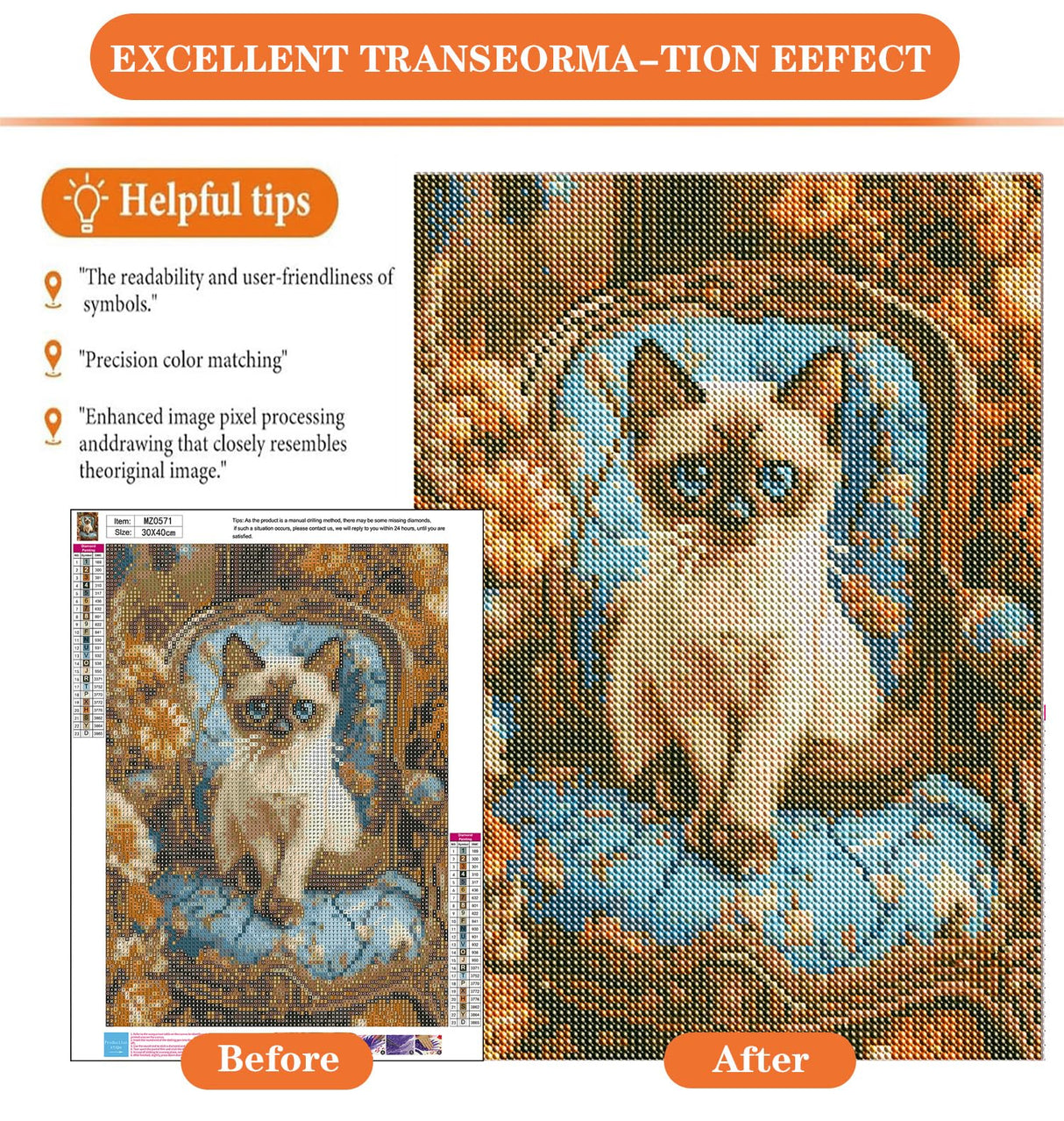 igoodom Diamond Art Kits for Adults, Cat Diamond Art Kits, Full Drill Round Cat Diamond Painting Kits, DIY Gem Art and Crafts for Home Wall Decor Gift 12x16inch igoodom