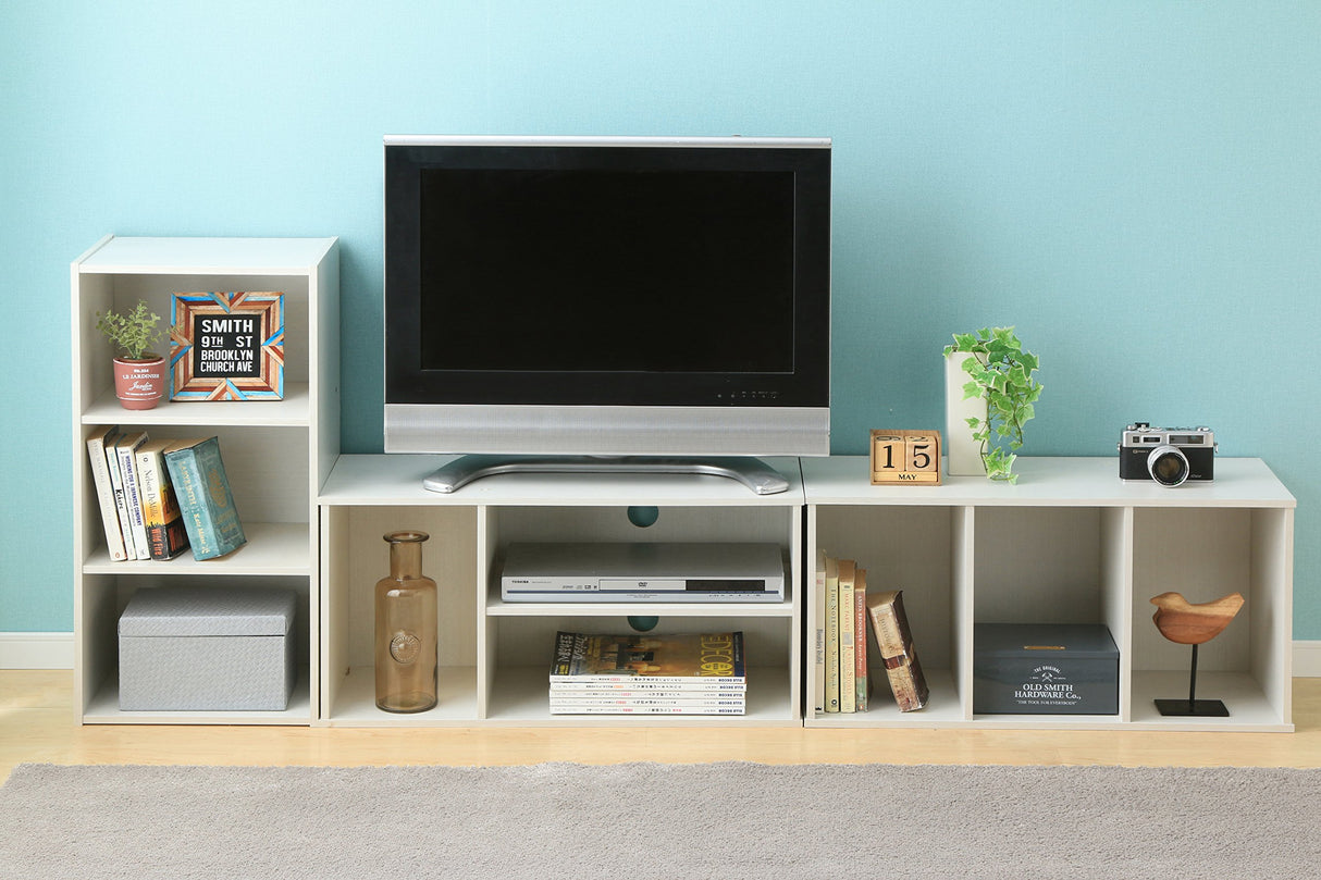 IRIS USA 3-Tier Modular Open Cubby Storage Shelf, Sturdy Storage Bookshelf Cabinet for Living Room Bedroom Guest Room Office Dorm Room Kids Room and Bathroom, White IRIS