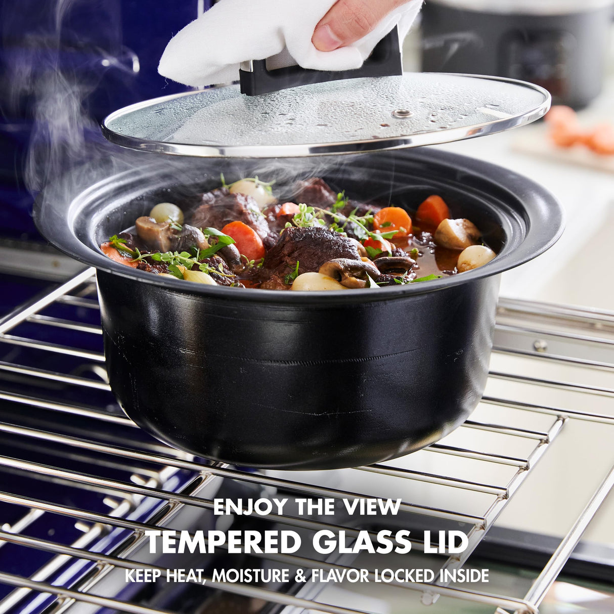 GreenPan 6-in-1 4QT Electric Ceramic Slow Cooker with Glass Lid, Multifunction Presets, Hard Anodized PFAS-Free Removeable Nonstick Crock, Dishwasher Safe, Auto Warm, Delay Timer, Stews, Reheat, Black GreenPan