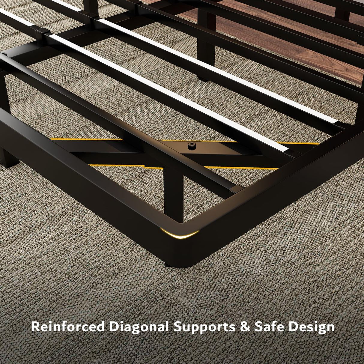 iPormis Modern King Size Floating Bed Frame with LED Lighting & Charging Station, Durable Metal Platform Design iPormis