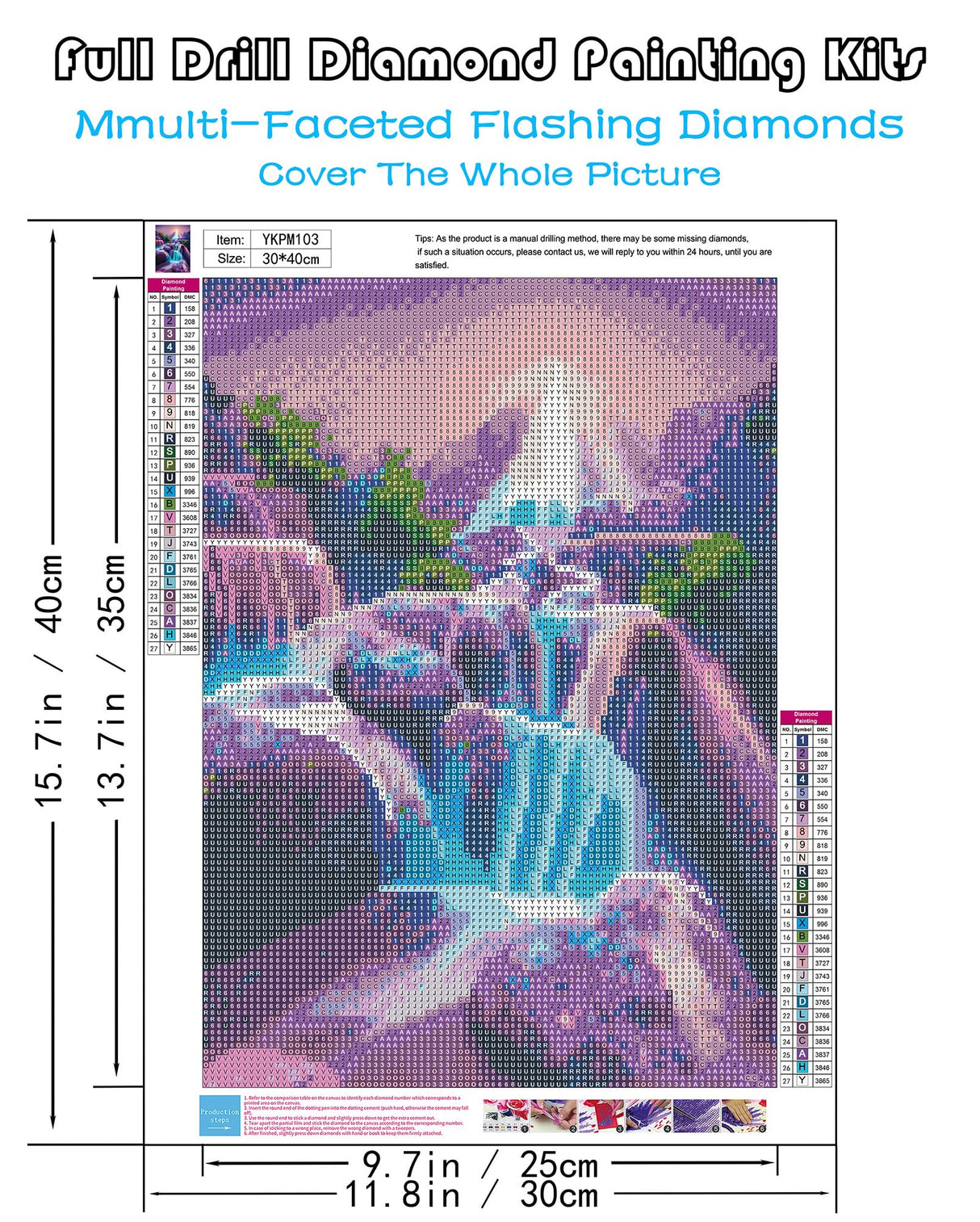 KINPLUB 5D Diamond Painting Kits for Adults, Moonlight Waterfall Diamond Art Kits, DIY Full Drill Night Moon Landscape Paint with Round Diamond Dots, Fantasy Home Wall Decor 12 x 16 Inch KINPLUB